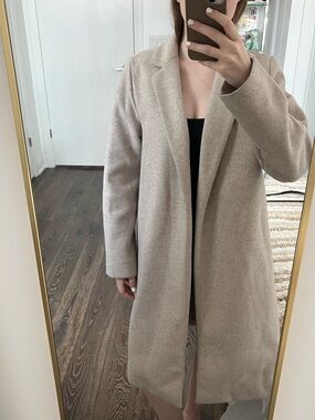 Zara Beige Long Wool-like Trench Coat
